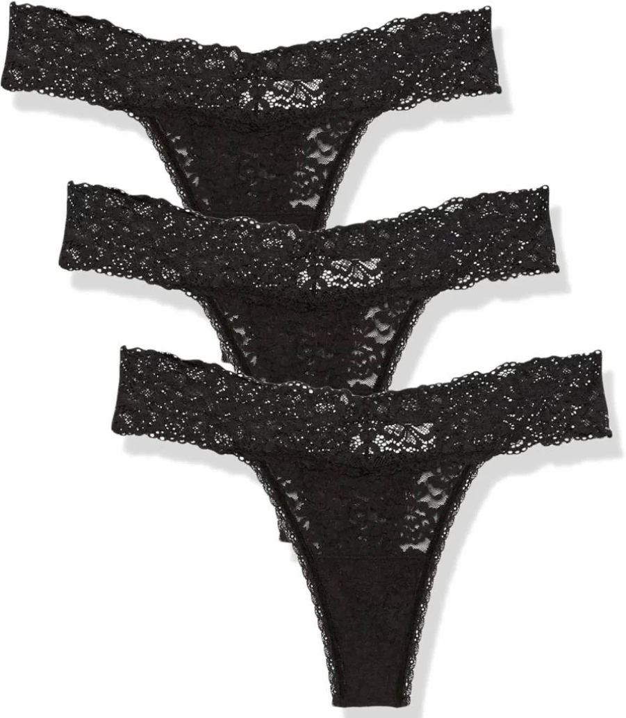 Maidenform Women's 3-Pack All Over Lace Thongs Comfortable Underwear Soft Breathable Panties