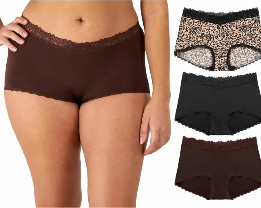Maidenform Women's Comfortable Microfiber Boyshort Panties 3-Pack - Mid-Rise Soft Underwear Bundle