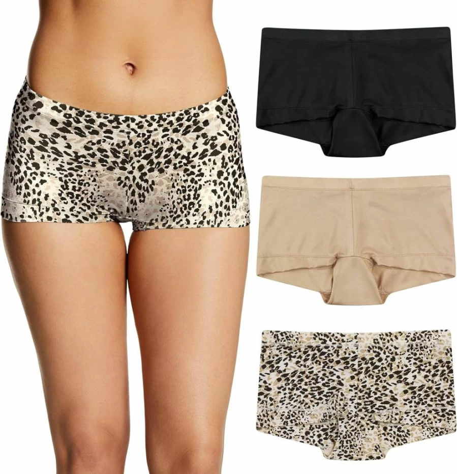 Maidenform Women's Microfiber Boyshort Underwear 3-Pack - Full Coverage Comfort Panties